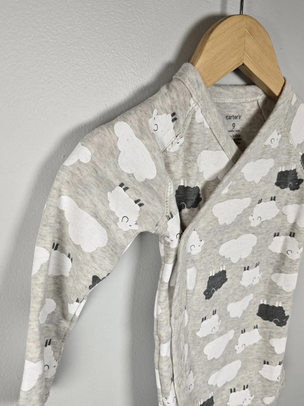 Carter's Grey & White Sheep Jumper, Bib and Bodysuit Set - 5 Piece Bundle